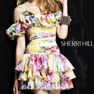 Sherri Hill Yellow Floral Cocktail dress size 4